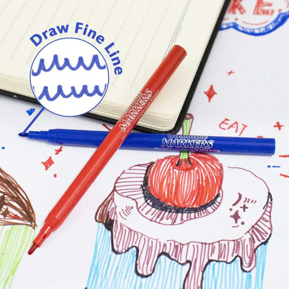 Bazic Washable Markers, Fine Line, 20pcs