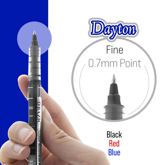 Bazic Dayton Asst. Color Rollerball Pen w/ Metal Clip (3/Pack)