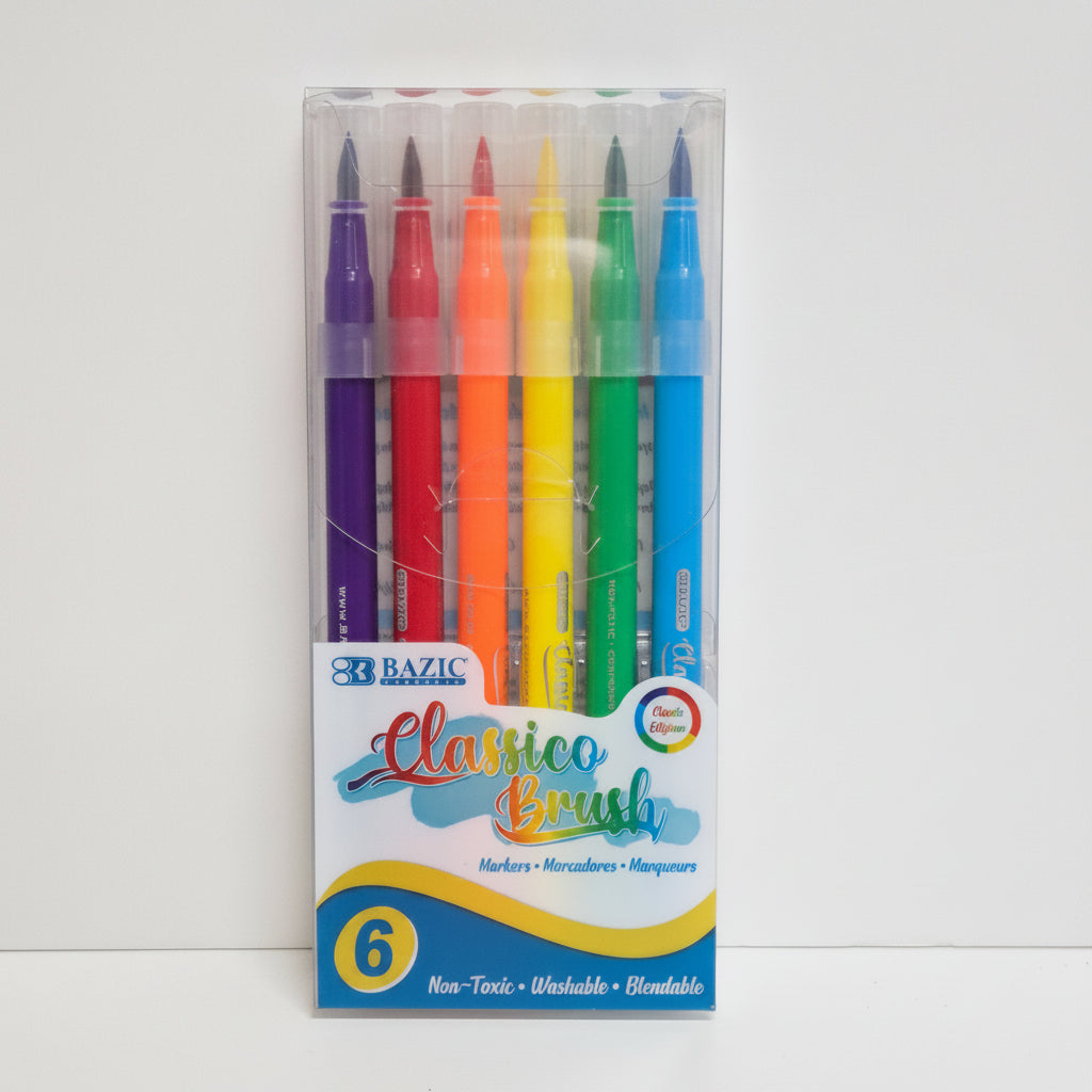 Bazic Classico Brush Markers 6pk