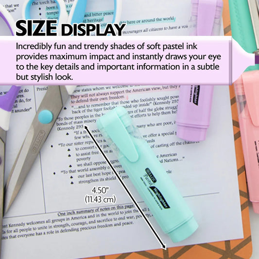 Bazic Pastel Highlighters w/ Pocket Clip (4/Pack)