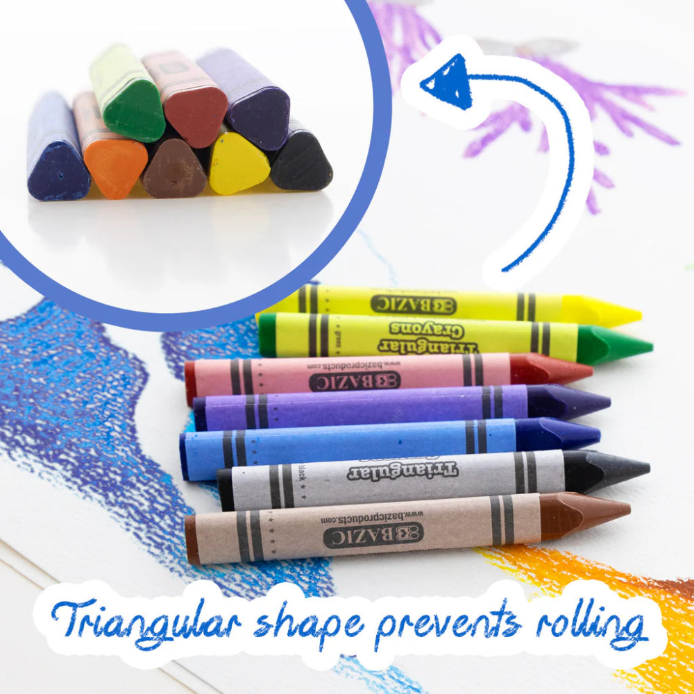 Bazic Triangular Crayons Jumbo, 8 pk