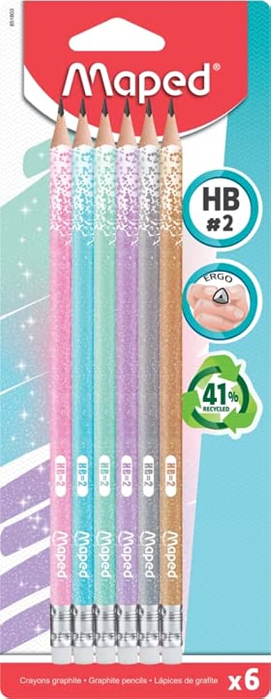 Maped HB#2 Glitter Graphite Pencils 6's