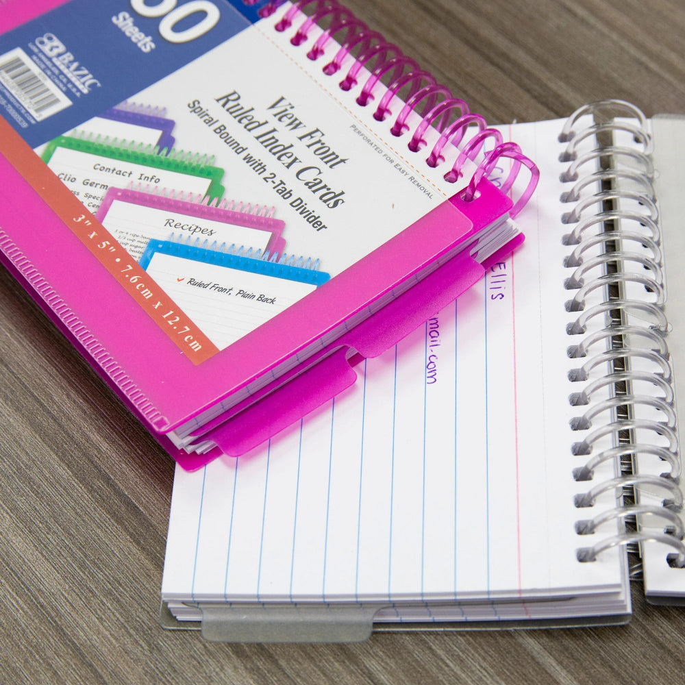 Bazic View Front Ruled Index Cards, 3" x 5"