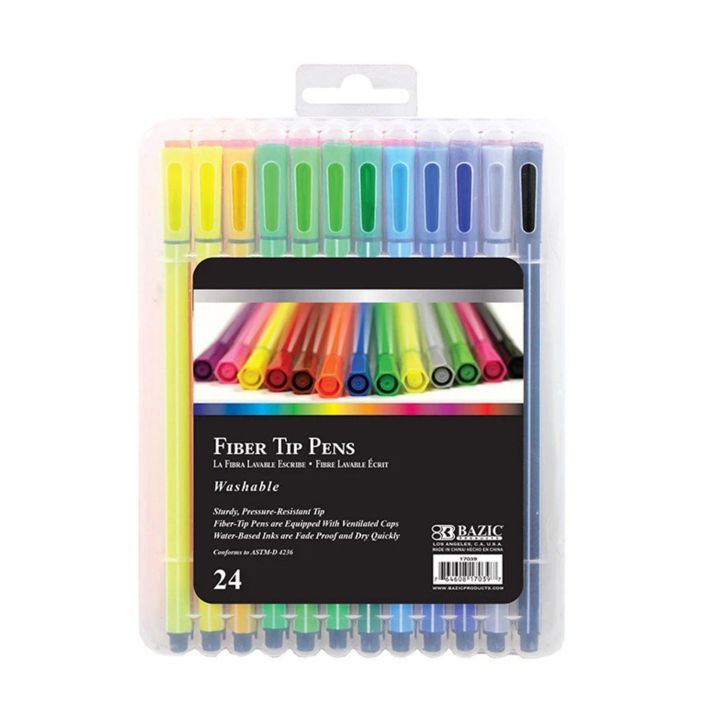 BAZIC Fiber Tip Pens 24pk