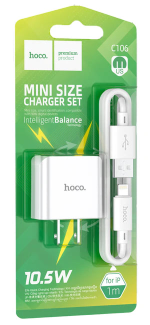 HOCO Premium Products, Mini Size USB Charger Set for IP 1M 10.5W
