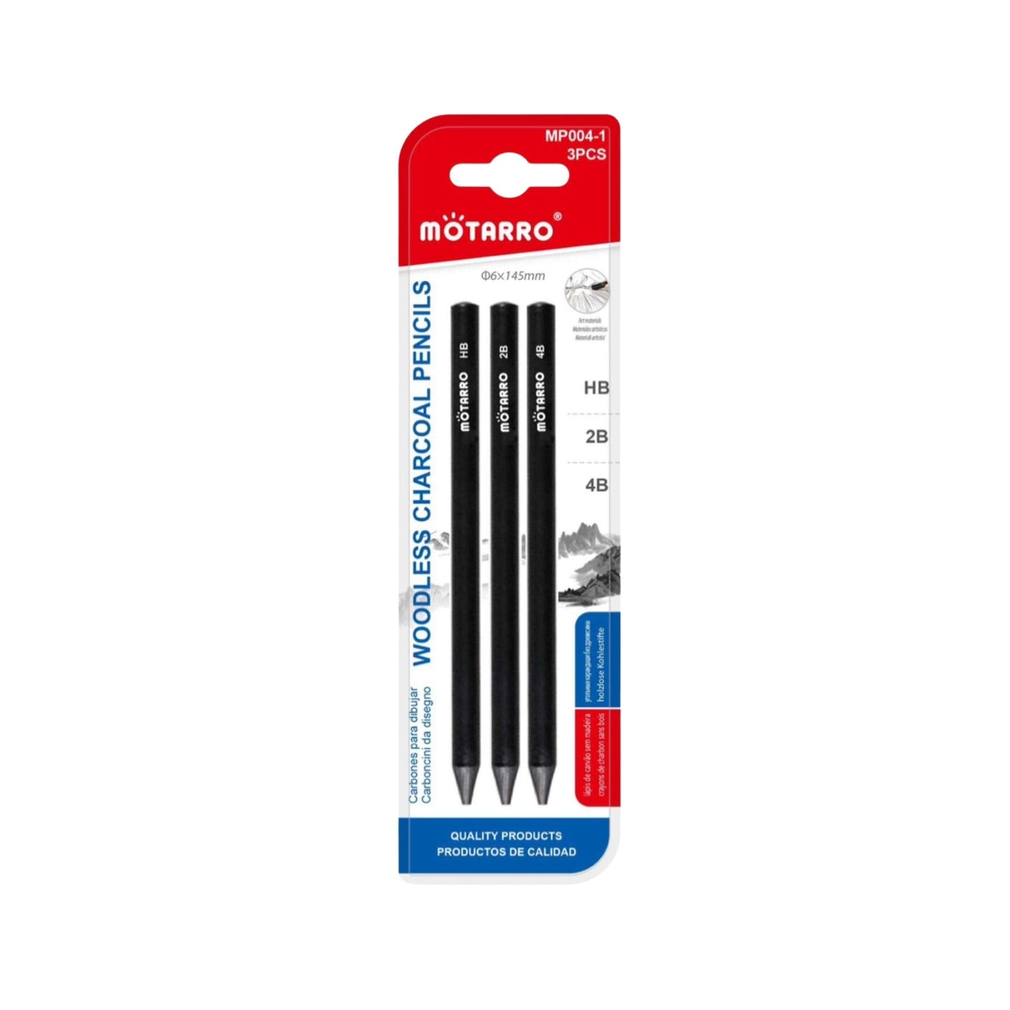 Motarro Woodless Charcoal Pencil, 3pcs