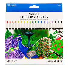 Bazic Washable Felt Tip Markers 20pk