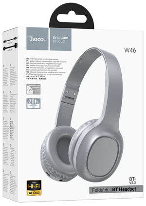 HOCO Premium Products, Platinum Gray Foldable BT Headset 20 Hrs. Call/Music Time