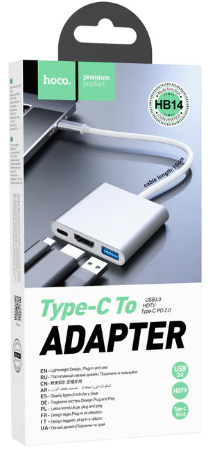 HOCO Premium Products, HB14 Multi-function Converter Type-C to USB 3.0, HDTV, Type-C PD 2.0 Adapter