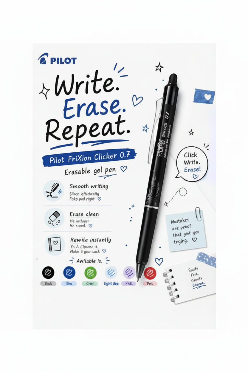 Pilot Frixion Ball Clicker Erasable Pen 0.7