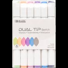 Bazic Dual Tip Sketch Markers (6 Pack)