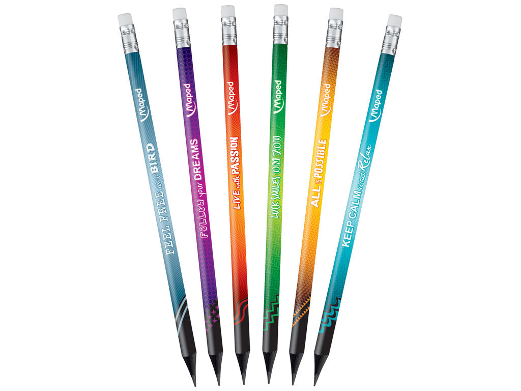 Maped HB2 Black Peps Energy Pencils 6's