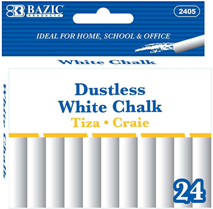 Bazic Dustless White Chalk 24 pcs