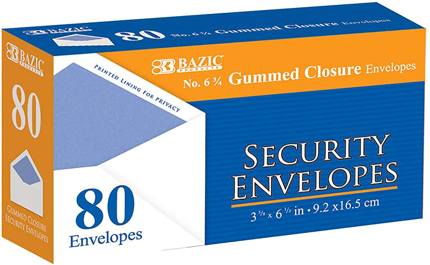 Bazic Security Envelopes - 3 5/8" x 6 1/2", 80 Pcs