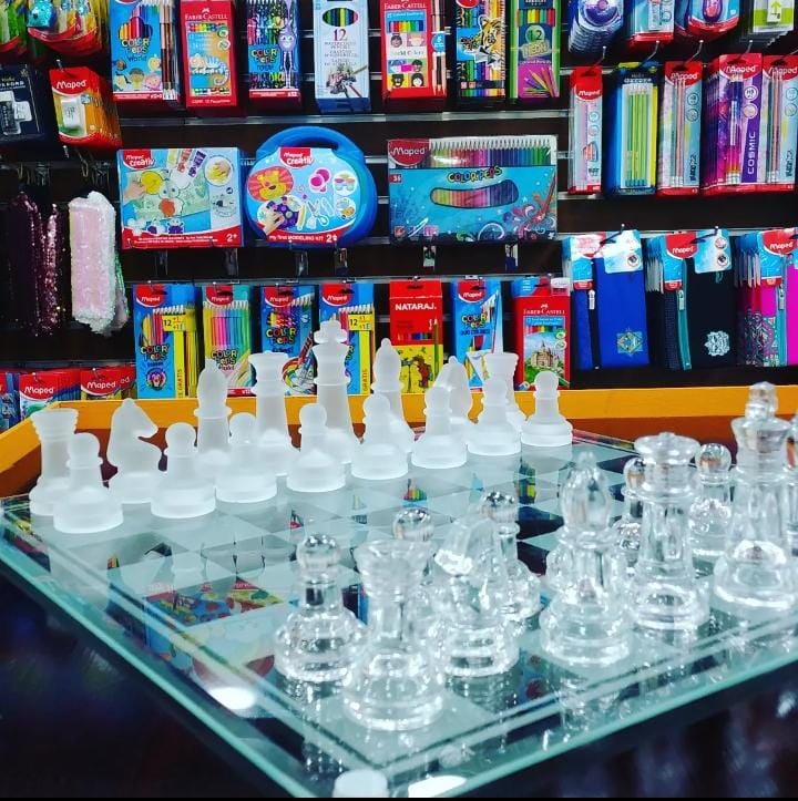Glass Chess Set - 14" x 14"