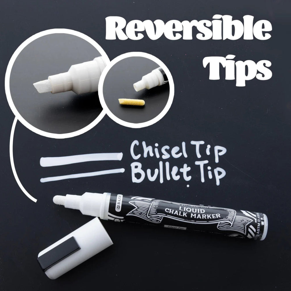 Bazic Liquid Chalk Markers, Vibrant Colors, 8pk