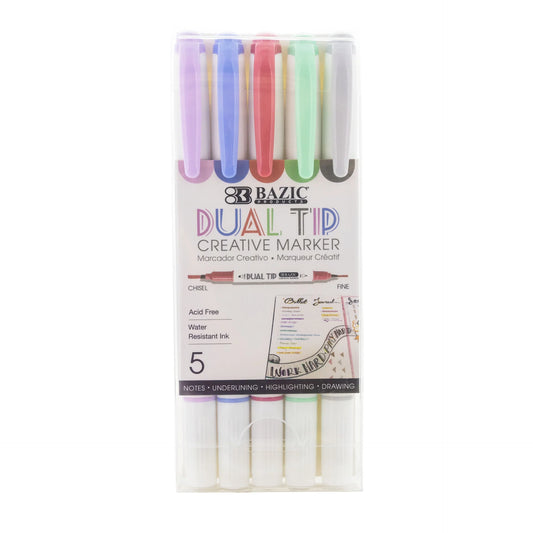 Bazic Dual Tip Creative Marker 5pk