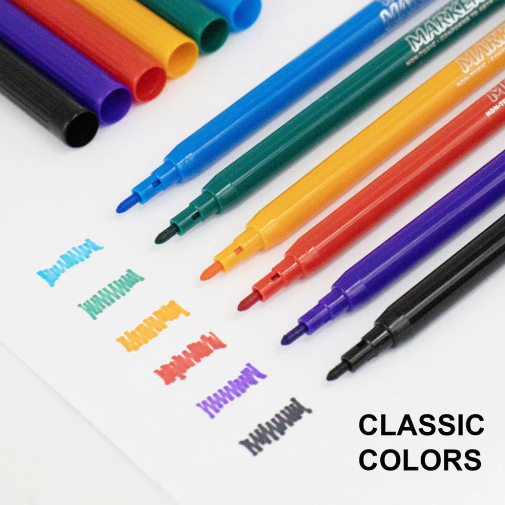 Bazic Washable Markers, Fine Line, 20pcs