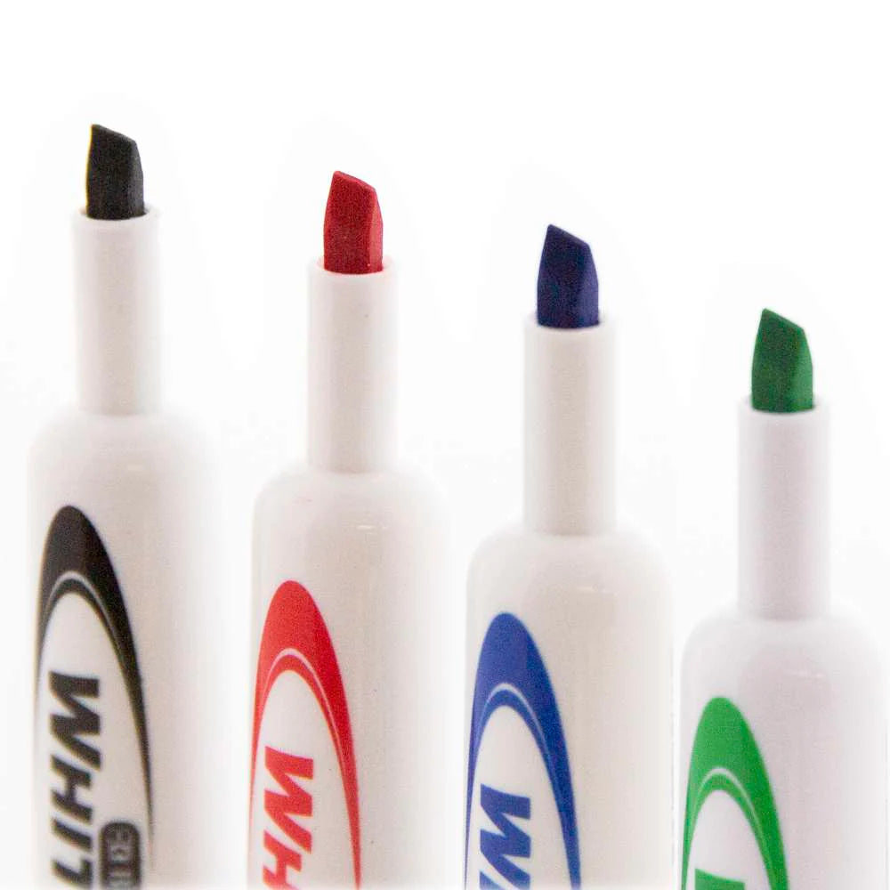 Bazic Dry Erase Marker Low Odor Ink, Chisel Tip, Assorted Colors, 12 pk