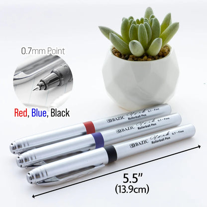 Bazic  York Asst. Color Rollerball Pen w/ Grip (3/Pack)