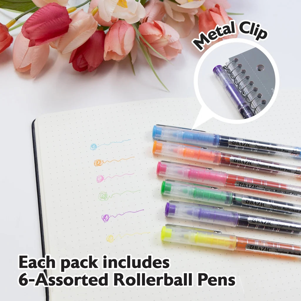 Bazic 6 Color Dayton Rollerball Pen w/ Metal Clip