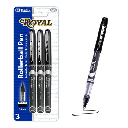 Bazic  Royal Black Rollerball Pen (3/Pack)