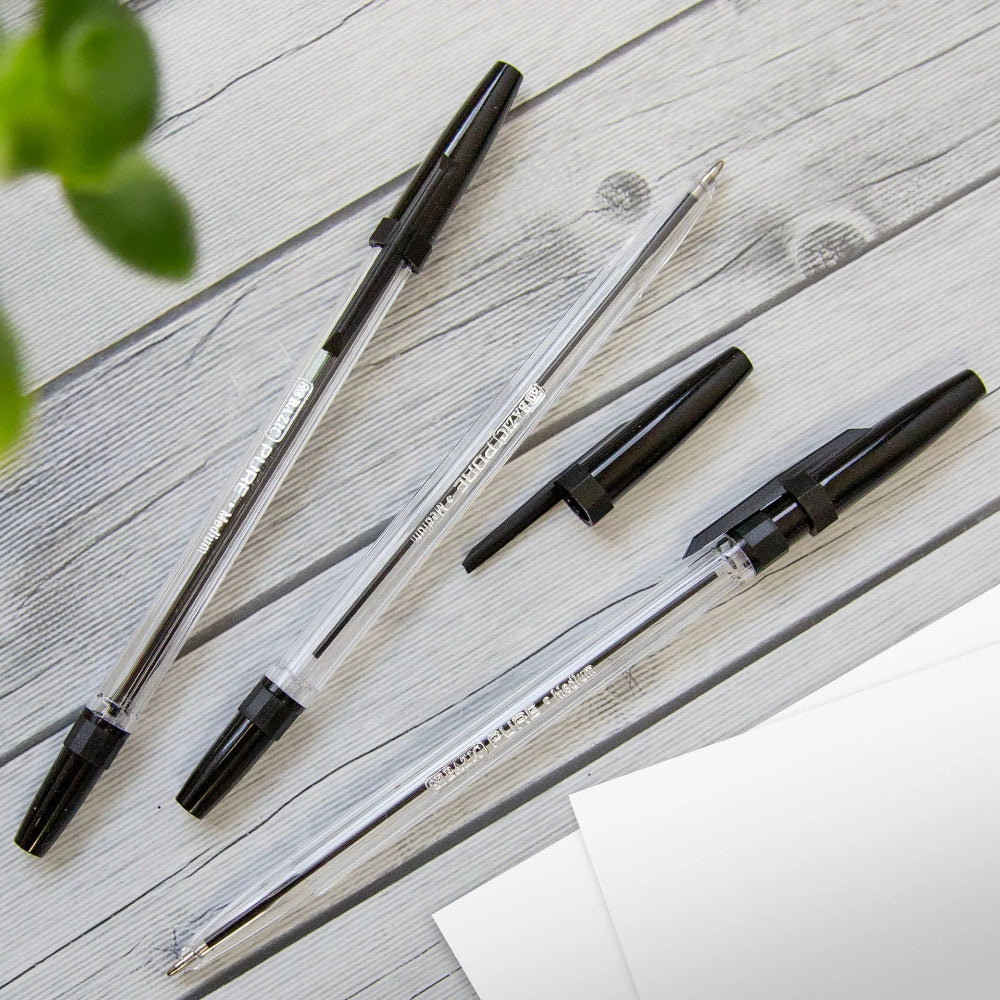 Bazic Pure Ballpoint Pen, Black, 12pk