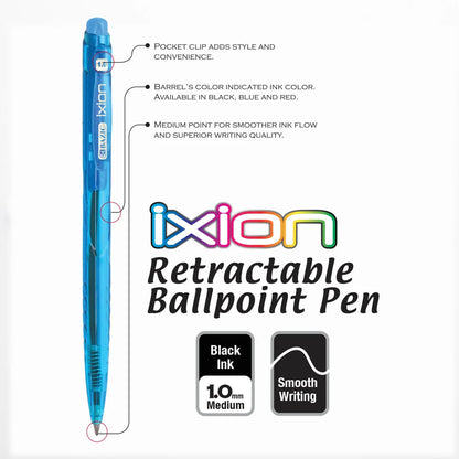 Bazic Ixion Dazzle Retractable black Ballpoint Pen 1.0mm