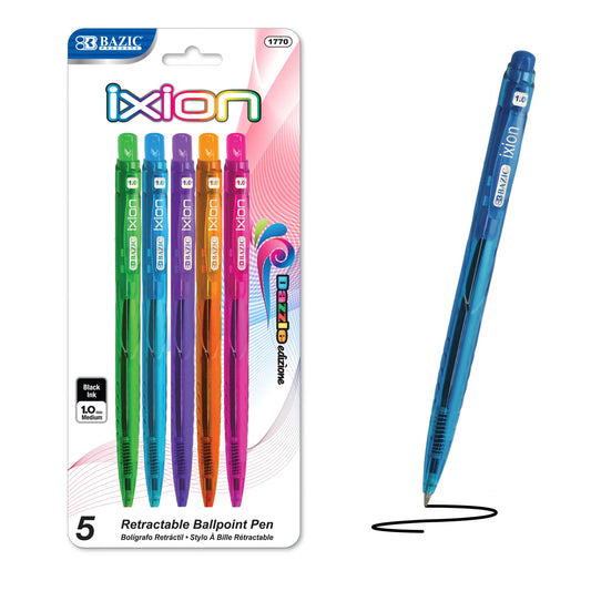 Bazic Ixion Dazzle Retractable black Ballpoint Pen 1.0mm