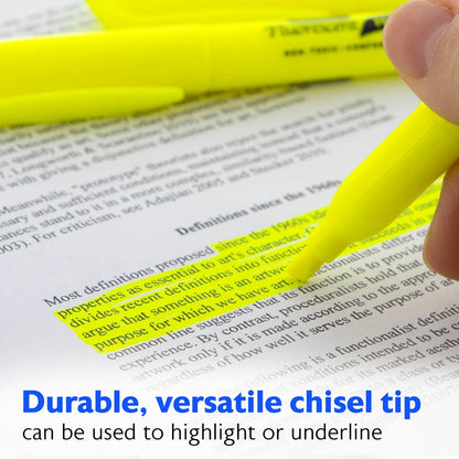 Yellow Pen Style Fluorescent Highlighters w/ Pocket Clip (5/Pack)