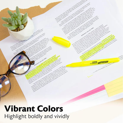 Yellow Pen Style Fluorescent Highlighters w/ Pocket Clip (5/Pack)