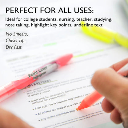 Bazic Point Liner Highlighter, Vibrant Color, 4pk