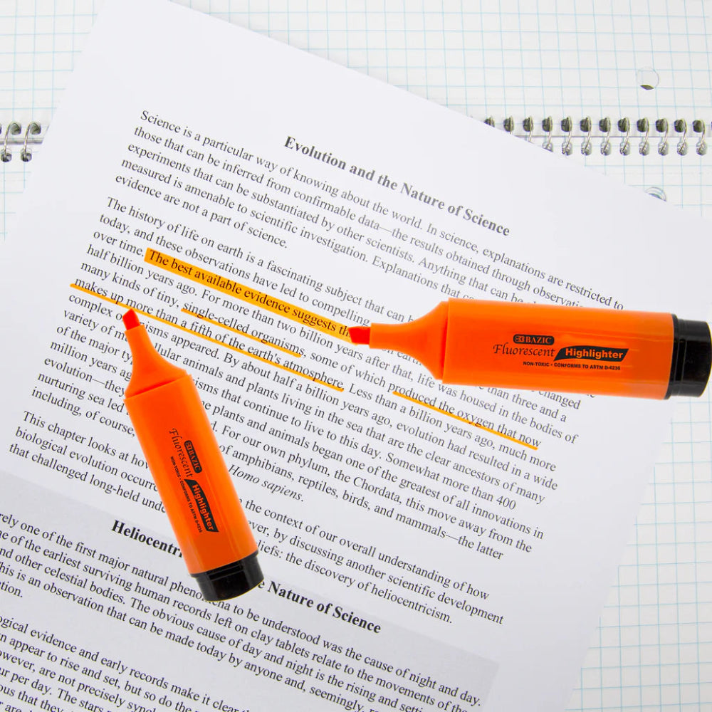 Bazic Fluorescent Highlighter, 4pk
