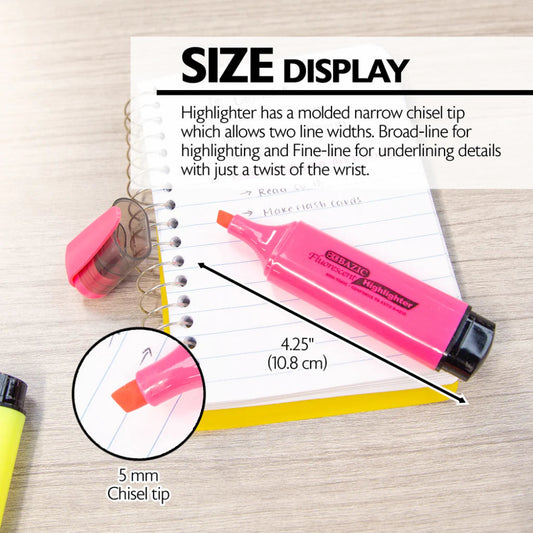 Bazic Fluorescent Highlighter, 4pk