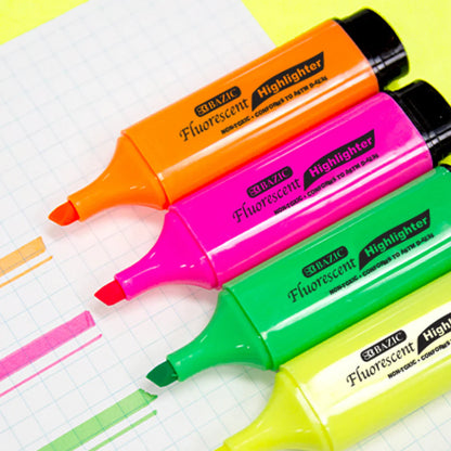 Bazic Fluorescent Highlighter, 4pk