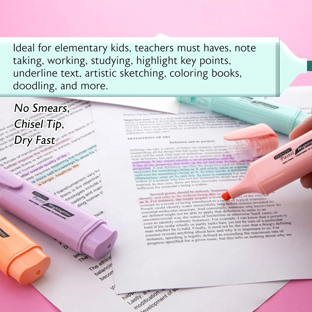 Bazic Pastel Highlighters w/ Pocket Clip (4/Pack)