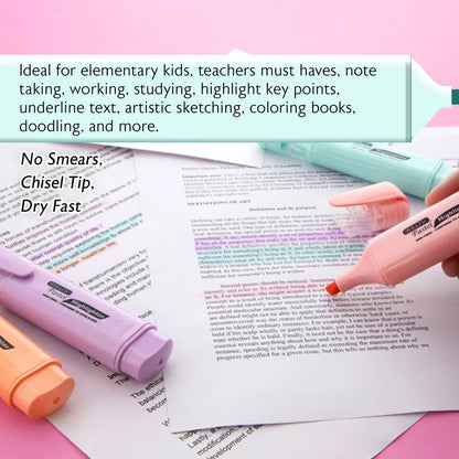 Bazic Pastel Highlighters w/ Pocket Clip (4/Pack)