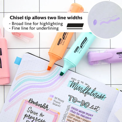 Bazic Pastel Highlighters w/ Pocket Clip (4/Pack)
