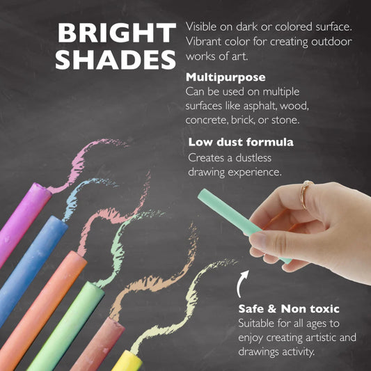 Bazic Dustless Colored Chalk, 24 Sticks