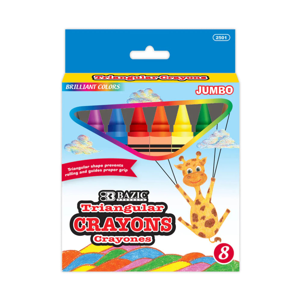 Bazic Triangular Crayons Jumbo, 8 pk