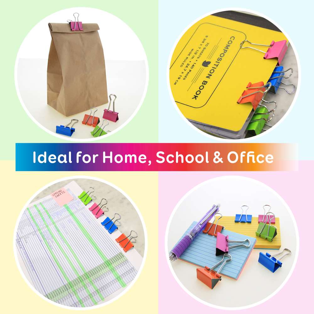 Bazic Binder Clips, 1 1/4", Assorted Colors