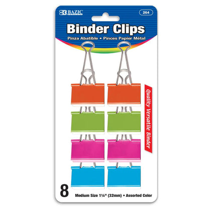 Bazic Binder Clips, 1 1/4", Assorted Colors