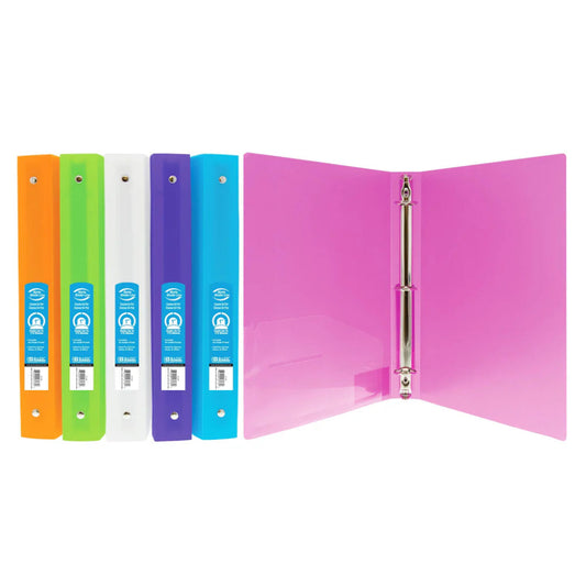 Bazic 1" Bright Color Poly 3-Ring Binder w/ Pocket