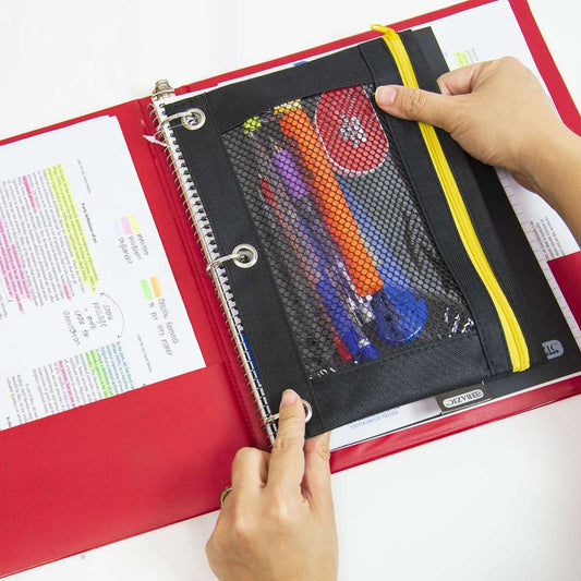 Bazic 3 Ring Binder with 2 Pockets, 1"