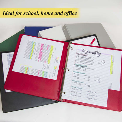 Bazic 3 Ring Binder with 2 Pockets, 1"