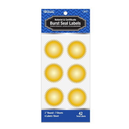 Bazic Notary/Certificate Burst Seal Labels, 2", 42pcs