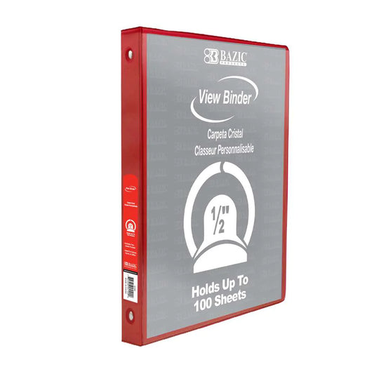 Bazic 3 Ring View Binder, 1/2"