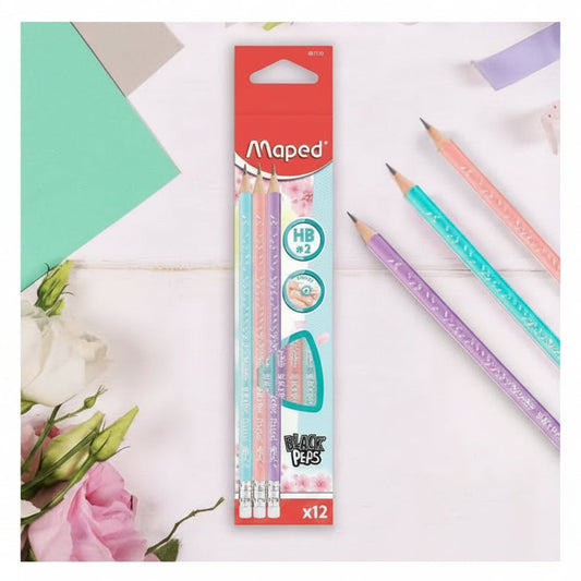 Maped Black' Peps HB#2 Ergo Pastel Pencils 12pk