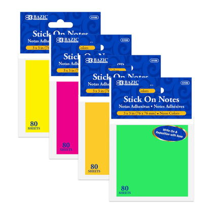 Bazic Stick On Notes 3 x 3