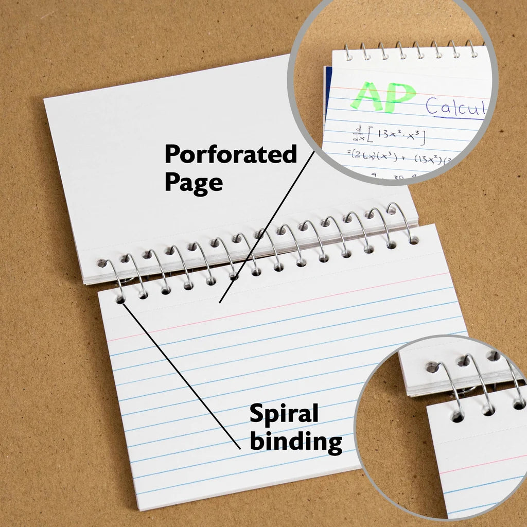 Bazic  50 Ct. Spiral Bound 3" X 5" Ruled White Index Card